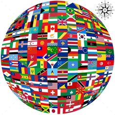 a globe made up of many different flags