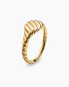 David Yurman | Sculpted Cable Micro Pinky Ring in 18K Yellow Gold, 7mm Pinky Rings For Women, Women's Rings, Bead Bangles, Pinky Ring, High Jewelry, David Yurman, Silver Roses, Silver Rose Gold, Unique Engagement Rings