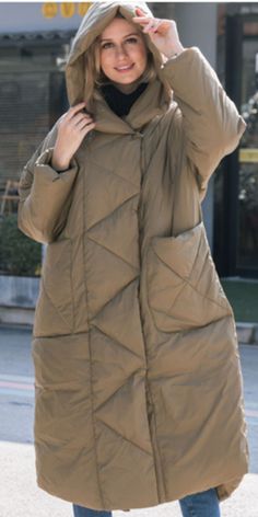 Loose Casual Long Hooded Winter Women Down Jacket Winter Coats Women Cold Weather, Snow Coat, Long Down Coat, Long Puffer, Winter Coats Women, Duck Down, Down Coat, In The Winter, Winter Women