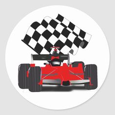 a red race car with checkered flag by grizzlele on devie