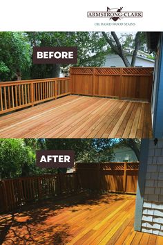 the before and after pictures of a deck