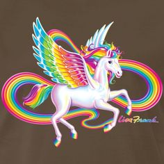 a white unicorn with wings and rainbow colors