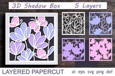 Flowers Shadow Box Svg, 3d Layered Layered Svg Images, Creative Fabrica Svg, Ligth Box, Cricut Paper Crafts, Paper Silhouette, 3d Svg Files, 3d Tiskárna, Shadow Box Svg, Cricut Tips