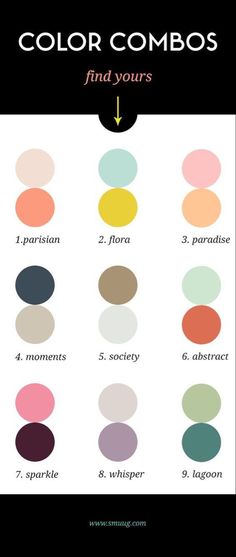 the color combos for different colors are shown in this chart, which shows how to choose