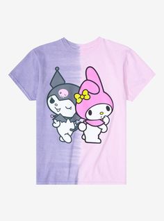 May Melody, Sanrio Kuromi And My Melody, Pastel Clothes, Kuromi And My Melody, Sanrio Clothes, Split Dye, Goku T Shirt, Anime Shirts, Pop Pop Shirts