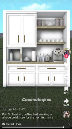 the kitchen is white and has lots of cupboards