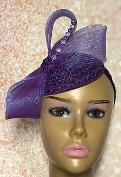 Purple Sequins Hat for Church, Wedding, Mother of the Bride, Head Covering, Tea Parties Hat is trimmed with rhinestones, crinoline loops, and rhinestones. Perfect for any special occasion. Hat can be worn on either side of the head. SIZE 5.3 inches in diameter. Gifts for mom, sister, wife, or yourself. Fitted Bridal Accessories For Royal Ascot Party, Adjustable Party Headpiece With Rhinestones, Adjustable Rhinestone Headpiece For Party, Party Bridal Hat Accessories, Fitted Rhinestone Bridal Accessories For Party, Fitted Bridal Accessories For Kentucky Derby Party, Fitted Bridal Accessories With Rhinestones For Party, Adjustable Hat For Ceremony, Adjustable Hat Headpiece For Ceremonies