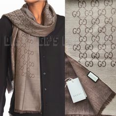 Brand New Authentic Gucci Beige And Chocolate Brown Ggnat Wool & Silk Blend 18"X70" Shawl Pashmina Shawl Rp: $450 Style #: 165904 Made In Italy 80% Wool And 20% Silk - Pashmina-Like Lightweight Beige And Chocolate Brown Gg Logo Jacquard Pattern Eyelash Fringe Dimensions 18" X 70" (45 Cm X 180 Cm) New With Tags What Is Included: Scarf With Tags. Perfect Gift!!! Gucci Pattern Scarf, Gucci Scarf Wool, Gucci Blanket Scarf, Black Silk Scarf, Gucci Floral, Floral Silk Scarf, Reversible Scarf