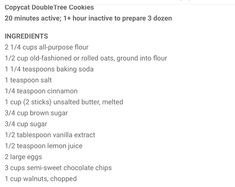 the recipe for cookies is shown in this screenshot