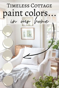 a living room with white furniture and paint colors