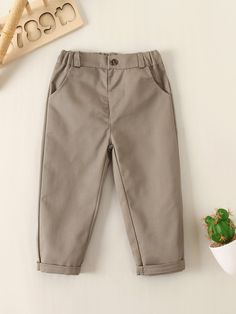 Khaki Casual   Polyester Plain Straight Leg Embellished Non-Stretch Spring/Summer/Fall Toddler Boys Clothing Kids Pants Pattern, Kids Pants Boys, Boys Pant, Khaki Pants Outfit, Kids Wear Boys, Baby Boy Pants, Khaki Dress Pants, Baby Boy Summer, Baby Boy Dress