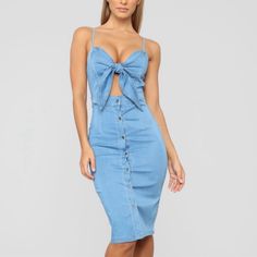 This Is A Very Cute Midi Denim Dress. It Has A Cut Out Detail And Ties At The Front. It’s Brand New And Still Has The Tags. Sleeveless Denim Dress For Brunch, Sleeveless Denim Blue Dress For Brunch, Summer Denim Top For Brunch, Light Blue Denim Dress For Day Out, Blue Denim Dress For Day Out, Light Wash Denim Dress For Brunch, Denim Midi Dress For Brunch, Denim Midi Length Dress For Brunch, Casual Midi Denim Dress For Date Night