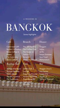 a poster with the names of many different places in bangkok on it's cover