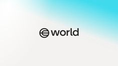 the word eworld on a blue and white background