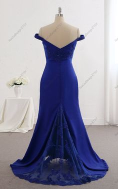 Mermaid Royal Blue Dress Quinceanera Dress Girl Graduation | Etsy Royal Blue Fitted Satin Dress, Fitted Royal Blue Satin Dress, Blue Satin Ball Gown Dress, Fitted Royal Blue Dress For Prom, Fitted Royal Blue Dress For Prom Season, Royal Blue Satin Dress For Banquet, Blue Bridesmaid Gown With Sweetheart Neckline, Royal Blue Satin Dress For Prom Season, Royal Blue Satin Dress For Prom