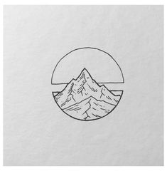 a drawing of mountains in a circle