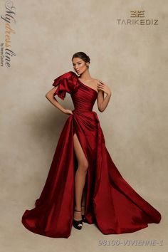 Tarik Ediz 98100 - Mydressline Split Prom Dresses, Chique Outfit, One Shoulder Prom Dress, Prom Dresses Long Mermaid, Tarik Ediz, فستان سهرة, Mermaid Prom Dresses, Wearing Red, Evening Dresses Long