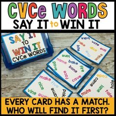 cvce words say it to win it game with four cards in front of them