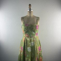 Anthropologie L 2 Girls From Savoy Retro Floral Silk Chiffon Fit Flare Sundress. Fits Approximately : Extra Small To Small; Label States 2 - Garment Has Side Panels With Stretch. Bust : 32” Unstretched Waist : 25” Unstretched Bodice Length : 15” Including Straps Overall Length : 38” Nwt. Excellent Condition. Never Worn. 0000 New To Poshmark? Use Code "Shesabettie" For $10 Off Your First Purchase! Sundress Midi Dress With Lined Bodice For Garden Party, Sundress With Lined Bodice For Garden Party, Spring A-line Maxi Dress With Lined Bodice, Green Dress With Ruched Bodice And Sweetheart Neckline, Fitted Floral Dress With Tie Back For Garden Party, Green Dresses With Sweetheart Neckline And Lined Bodice, Green Maxi Dress With Pleated Fitted Bodice, Casual Summer Maxi Dress With Lined Bodice, Spring Midi Dress With Empire Waist And Lined Bodice