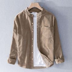 British Khaki, Corduroy Shirt, Mens Fashion Casual Outfits, Tops Casual, Button Up Blouse, Long Blouse, Casual Shirts For Men, Mens Clothing Styles, Shirt Online