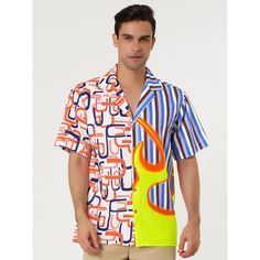 Among the most stylish and classic shirts for men is the patchwork design. A casual summer print shirt with short sleeves is PERFECT for regular wear to the offices and over casuals too. Pair with jeans, pants, or shorts for a smart casual look. This shirt is suitable for beach, parties, weddings, vacations, school, photography, daily and other outdoor activities. Short Sleeve Patchwork Top For Vacation, Patchwork Short Sleeve Top For Vacation, Patchwork Short Sleeve Tops For Beach, Beach Patchwork Tops With Short Sleeves, Beach Tops With Patchwork And Short Sleeves, Multicolor Patchwork Shirt For Vacation, Short Sleeve Shirt With Retro Print For Spring, Multicolor Graphic Print Button-up Short Sleeve Shirt, Summer Collared Shirt With Retro Print