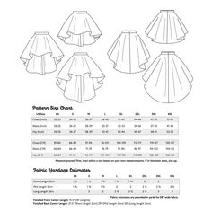 the pattern for this skirt is shown in three different sizes