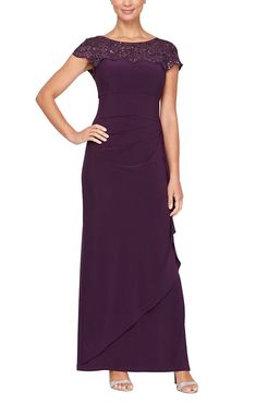 Empire Waist Gown, Cap Sleeve Gown, Beautiful Evening Gowns, Ribbed Maxi Dress, Dresses Casual Fall, Full Length Gowns, Alex Evenings, Maxi Gown Dress, Column Gown