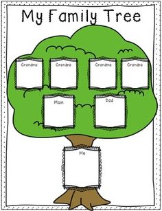 a family tree with four frames on it