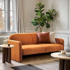 Brooklyn Modern 3 Seater Sofa in Amber Orange Fabric Orange Sofa Living Room Ideas, Orange Sofa, Outdoor Furniture Covers, Settee Sofa, Outdoor Storage Boxes, Bedroom Bedside Table, Design Cool, Sofa Living, Orange Fabric