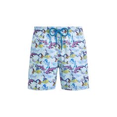 Vilebrequin swim shorts with allover fish print Approx. 6" inseam Elasticized drawstring waist Side slip pockets Back welt pocket with zipper Two back eyelets Relaxed legs Polyester Lining: Organic cotton Hand wash, machine wash cold, line dry Made in Italy Beachwear Bottoms With Side Pockets For Pool, Short Swim Trunks With Pockets For Pool, Summer Swimming Shorts With Side Pockets, Bermuda Swim Trunks With Pockets For Beach Season, Pool Shorts With Pockets, Beachwear Shorts With Side Pockets For Swimming, Drawstring Swim Shorts For Pool, Pool Shorts With Pockets, Short Length, Drawstring Shorts For Pool