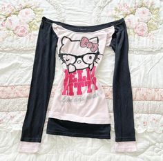 † ׅCredits to: heidi.coquette જ⁀➴ on ig  ֶָ֢ † Hello Kitty Clothes Aesthetic, Hello Kitty Inspired Outfits, Hello Kitty Ropa, Wishlist Coquette, Hello Kitty Clothing, 2000s T Shirt, Hello Kitty Shirt, Y2k Hello Kitty