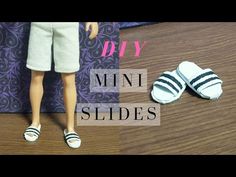 there is a doll and shoes on the floor next to a wall with text that reads diy mini slides