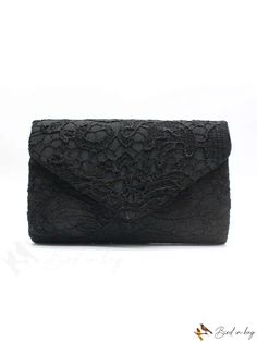 BirdinBag - Chic Guipure Lace Envelope Bag with Chain for a Sophisticated Look Elegant Flap Bag With Chain Strap, Elegant Black Flap Bag As Gift, Elegant Black Pouch Flap Bag, Black Formal Pouch Flap Bag, Black Evening Flap Pouch Bag, Elegant Formal Pouch Flap Bag, Elegant Evening Pouch Flap Bag, Elegant Evening Flap Bag With Chain Strap, Elegant Envelope Bag