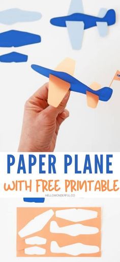 paper plane with free printable cut outs for kids to make it looks like they are flying in the sky