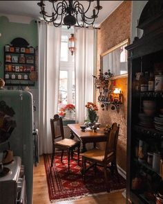 an image of a dining room setting taken from the inside