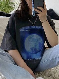 ⚡️Free Shipping 2022 Washed Moon Graphic Tee Black L under $20.00 in Tops&Tees at AnotherChill.com Online. Style: Casual/Street/Y2K/Vintage. Color: Black. Fabric Content: Cotton Blend. Fit Type: Regular. Neckline: Crew Neck. Sleeve Length: Short Sleeve. Design: Inspired by on-trend 90s style, this vintage wash tee shaped to a relax fit. Pair with your fav sneakers for a high street style.. ✓2022 SUMMER OUTFITS. Check reviews and buy Washed Moon Graphic Tee today. Cheap Graphic Tee With Moon Print, Summer Graphic Tee With Moon Print, Washed Black Graphic Tee For Streetwear, Black Graphic Tee With Moon Print, Cotton Graphic Tee With Moon Print, Moon Graphic Tee, Moon Graphic, Bodycon Floral Dress, Tee Outfit