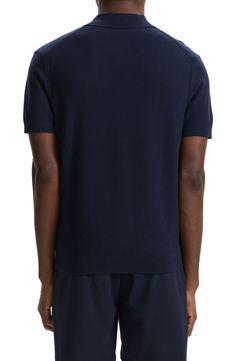 This work-to-weekend polo is crafted in a soft shape-retaining knit for season-spanning polish. 26 1/2" length (size Medium) Button half-placket Short sleeves 60% viscose, 36% polyester, 4% other fibers Dry clean or machine wash, dry flat Imported Navy Short Sleeve Polo Sweater With Ribbed Collar, Knit Short Sleeve Polo Sweater With Button Closure, Short Sleeve Polo Sweater For Workwear, Short Sleeve Polo Sweater With Button Closure For Work, Short Sleeve Polo Sweater For Work, Casual Merino Wool Polo Shirt, Relaxed Fit Knit Polo Shirt, Classic Navy Knit Tops, Merino Wool Polo Shirt For Work