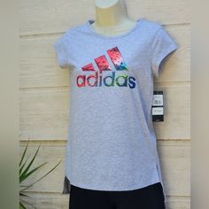 Adidas Girl Shirt Color Light Grey Size S, Xl New With Tag Adidas Multicolor Short Sleeve Tops, Adidas Multicolor Graphic Print Tops, Adidas Sporty Multicolor Tops, Sporty Multicolor Adidas Tops, Adidas Multicolor Casual Tops, Fly Emirates Jersey, Adidas Tshirt, Blazer And T Shirt, Nike Tennis Dress