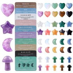 PRICES MAY VARY. crystal set Jar Filler Ideas, Filler Ideas, Heart Moon, Magic Stones, Crystals Healing Properties, Crystal Healing Stones, Crystal Shapes, Crystal Meanings, Birthday Wishlist