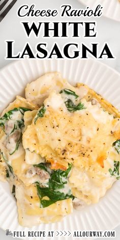 cheese ravioli with white lasagna on a plate