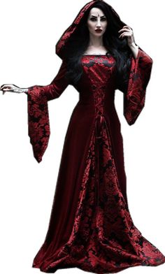 Hooded Dresses For Winter Costume Party, Medieval Long Sleeve Fancy Dress, Medieval Style Long Sleeve Fancy Dress, Medieval Long Sleeve Dresses For Halloween, Medieval Long Sleeve Halloween Dresses, Halloween Historical Dresses, Gothic Long Sleeve Dresses For Fancy Dress, Medieval Style Victorian Long Sleeve Dress, Gothic Long Sleeve Costume Gown