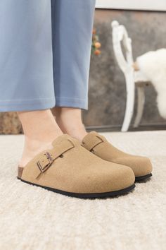 Exude casual-cool style in comfort in these slip-on-and-go clogs, crafted from a soft suede in a versatile neutral hue for effortless pairing. A durable TPU sole ensures tread-safe steps. Suede upper Man-made leather lining Man-made insole TPU sole Reindeer Headband, Daily Dress, Dress Jewelry, Soft Suede, Boot Shop, Beige Color, Mule, Clothing Items, Mule Shoe