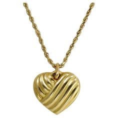 14k Yellow Gold Rope chain with 14k Heart Pendant. Both stamped and tests 14k. The chain measures 20in long total weight 10.9gr Coins Jewelry, Small Collectibles, Gold Heart Pendant, Gold Rope Chains, Heart Pendant Gold, Coin Jewelry, Rare Coins, Fine Jewellery Necklace, Gold Heart