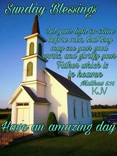 an image of a church with the words sunday blessing