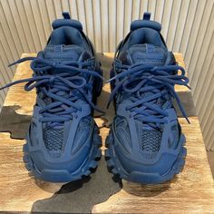 Balenciaga Track Sneakers Gently Used Size 38 Comes With Box Lots Of Life Left Worn A Handful Of Times No Major Defects Balenciaga Track Outfit, Track Outfits, Balenciaga Track Sneakers, Balenciaga Blue, Track Sneakers, Shoes Balenciaga, Pretty Shoes Sneakers, Balenciaga Track, Balenciaga Shoes