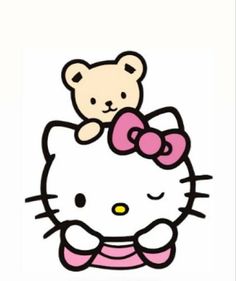 a hello kitty with a teddy bear on her back