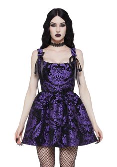 Violet Dress Purple, Purple Goth, Striped Linen Dress, Palm Dress, Pastel Goth Fashion, Corset Mini Dress, Purple Mini Dresses, Round Neck Dresses, Star Dress