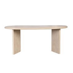 an oval wooden table on a white background