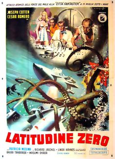 a movie poster for the film latitudinene zero with an octopus attacking a boat