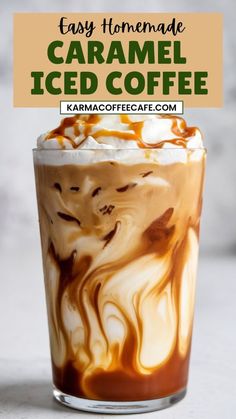 Learn how to make a delicious caramel iced coffee at home. This easy recipe combines rich coffee with sweet caramel syrup for a refreshing drink perfect for any time of day. Perfect Iced Coffee Recipes, Blended Caramel Coffee, Coffee Made At Home, Cold Brew Caramel Iced Coffee, Caramel Ice Coffee Recipe, Iced Coffee With Caramel Syrup, Best At Home Iced Coffee Recipes, Ice Coffee At Home Easy, Easy At Home Iced Coffee Recipes